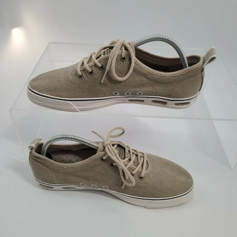Mens Columbia Lace Up Canvas Casual Shoes Men's Size 8.5 Khaki Moss‎ BM2619-103